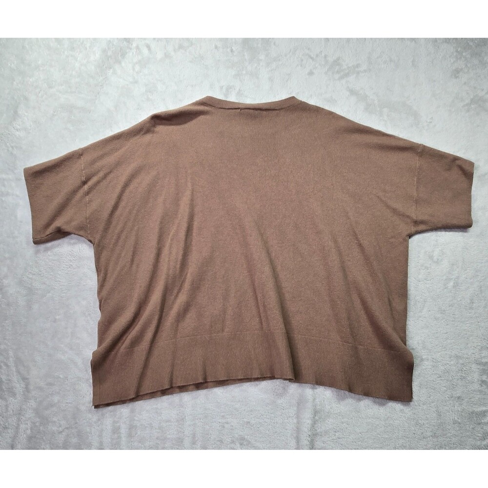 2 Splendid Women's Large Short Sleeve Oversized Pullover Sweater Tan Blue - Picture 8 of 9